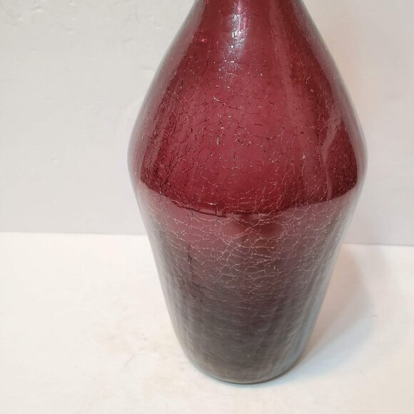 Pilgrim Glass Hand Blown Bottle Decanter, 13" Crackle Art Amethyst Purple MCM - Picture 4 of 10